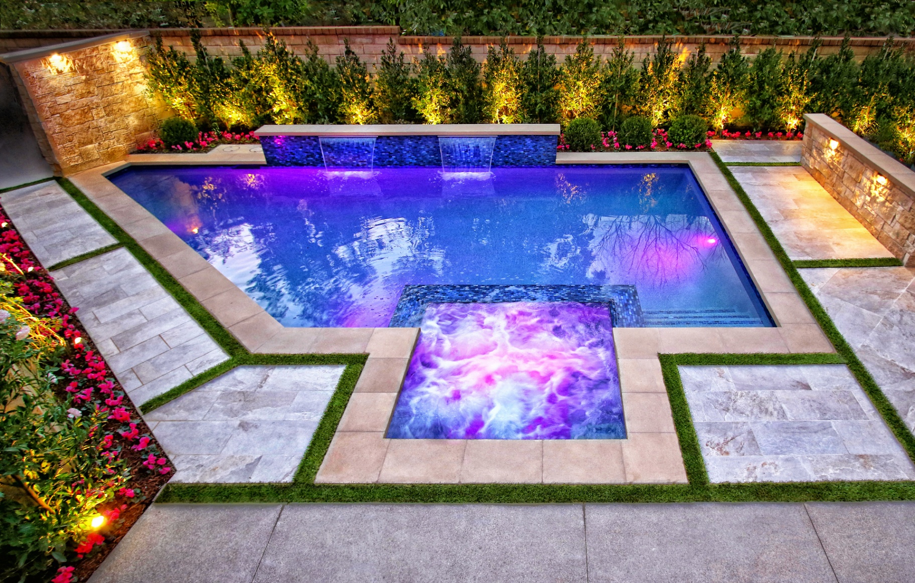 BSH Landscape Lighting — pool area illumination at night