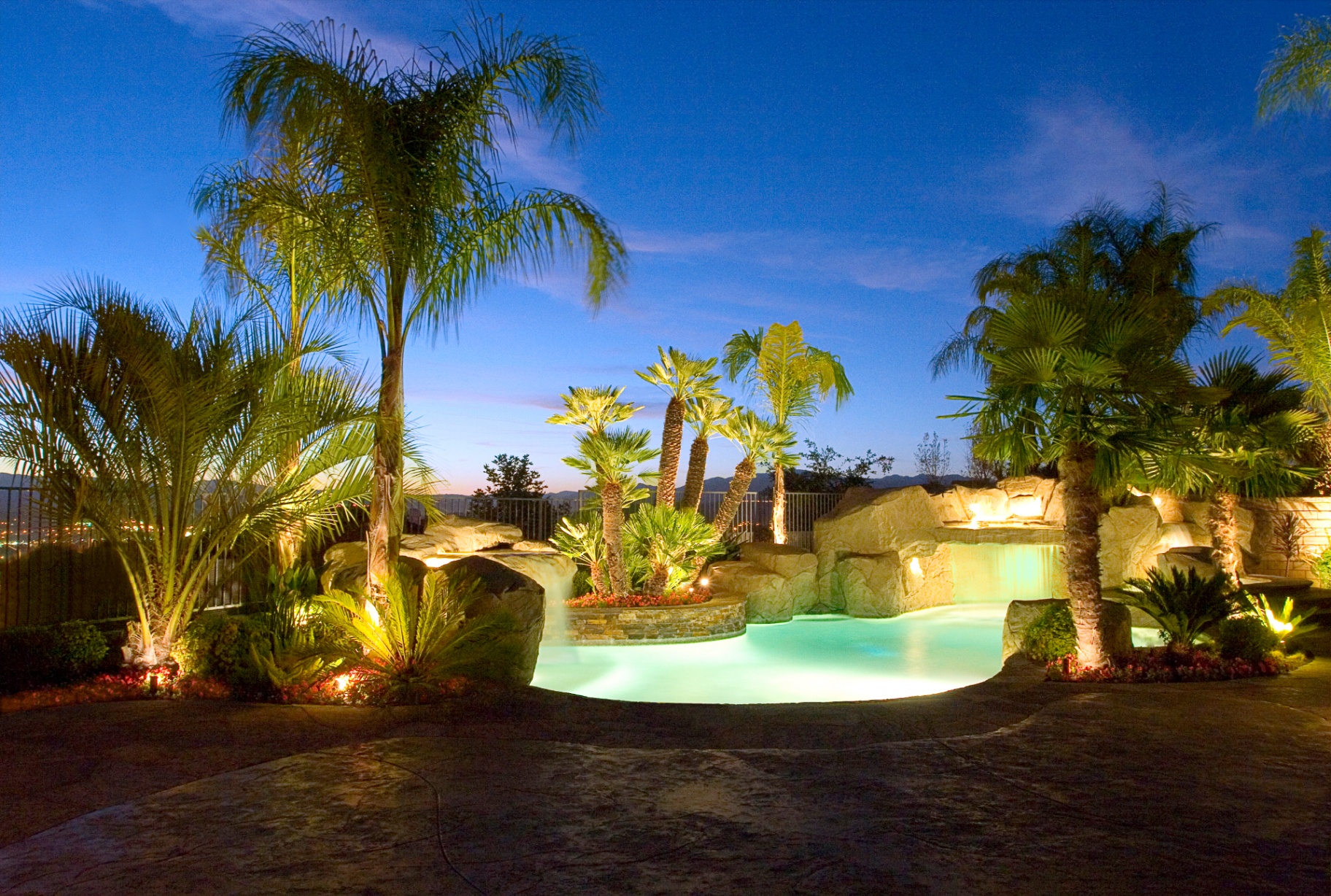 BSH Landscape Lighting — tree uplighting in estate garden