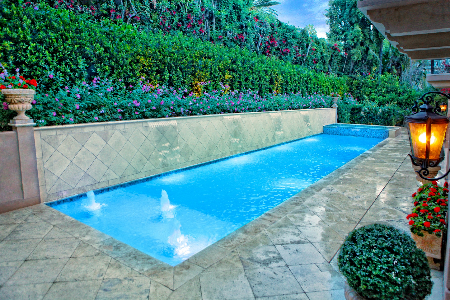 BSH Retaining Walls — lap pool bordered by retaining wall